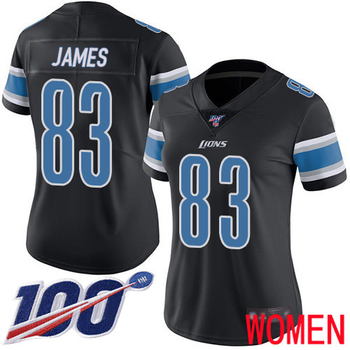 Detroit Lions Limited Black Women Jesse James Jersey NFL Football #83 100th Season Rush Vapor Untouchable->women nfl jersey->Women Jersey